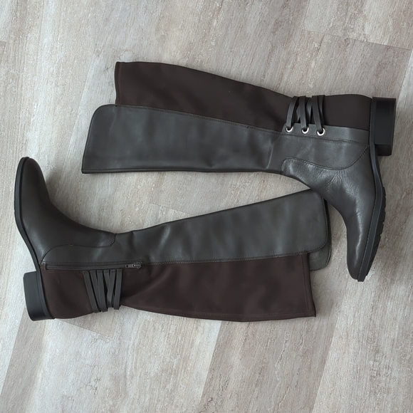 🆕 VINCE CAMUTO Stylish Gray and Brown Knee-High leather Boots - Picture 7 of 10
